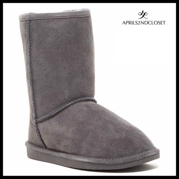 A bound Shoes - SHEARLING LINED ANKLE BOOTIES GREY SUEDE BOOTS A3C